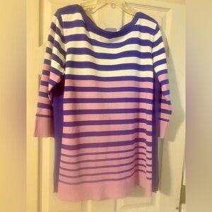 Laura Scott Purple Pink and White Striped Sweater, Size 2X
